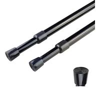 2 barras de cortina de tensión de resorte, 28-43 pulgadas, ajustables, expandibles, de presión, color negro, para cocina, baño, ventana, hogar