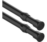 2 barras de sujeción para cortinas, barra tensora sin taladrar, barra telescópica para sujetar, barra de cortina con resorte para sujetar, para cocinas, dormitorios, baños, color negro, 75-95cm