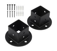 2 bases cuadradas para postes de madera de 2 x 2 pulgadas, kit de anclaje de brida de suelo con fijaciones para pérgola, porche, terraza, valla