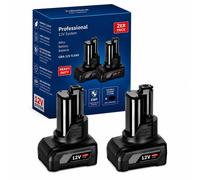 2 baterías de repuesto de 12V y 6,0Ah de iones de litio, compatibles con el sistema de baterías Bosch Professional GBA 12V. Pack doble de baterías para herramientas, con indicador LED