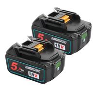 2 baterías de repuesto de 18 V y 5,5 Ah compatibles con Makita de 18 V | Waitley Compatible con BL1840 BL1860 BL1860B 194204-5 LXT-400 con indicador LED para herramientas eléctricas Makita 18 V