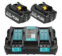 2 baterías de repuesto para Makita + 6 A DC18RD de 18 V y 18 V BL1830 BL1850 BL1860 BL1840 BL1830B etc y DC18RD DC18RC DC18SF DC18RA DC18RF cargador