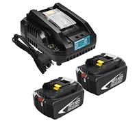 2 baterías de Repuesto para Makita batería BL1850B y Cargador de 14,4~18V, 3 A, Compatible con los Modelos DC18RC y DC18RA, para Makita baterías de 14,4~18V con LED