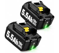 2 baterías de repuesto para Makita de 18 V y 5500 mAh | BL1830 BL1830B BL1850 BL1850B BL1860 BL1860B BL1840 BL1835 BL1845 BL1820 LXT-400 - Baterías de herramientas