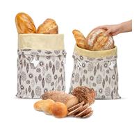 2 Bolsas para pan reutilizables de cera de abeja 43×33 cm, Bolsa para Pan con Revestimiento natural de cera de abeja, Bolsa de algodón para Guardar Pan y Productos de panadería