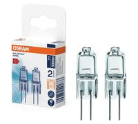 2 bombillas halógenas Osram, tipo "stift" (pino), modelo Halostar Oven, 20W, casquillo G4, 12V, cristal transparente, 300 lúmenes, luz blanca cálida, 2900K, regulable