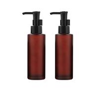 2 botellas de vidrio esmerilado premium de 100 ml/3.4 onzas, botella de artículos de tocador, loción dispensador de jabón, tarro de cosméticos con tapa de bomba negra (vino tinto)