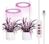 [2 cabezas] Luz LED para plantas de espectro completo, plant grow lights, luz de crecimiento de plantas compacta, altura ajustable con temporizador automático de 8/12/16 horas, indoor grow light