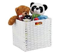 2 Cajas de Almacenaje, Cestos Cuadrados para Baño o Habitación Infantil, Trenzado, 31x32x30 cm, Blanco