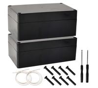 2 Cajas Proyecto Estancas IP65 ABS - Caja de Conexión Electrónica Universal - Incluye 2 Destornilladores - Negro - Tamaño Exterior 158x90x60mm