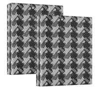 2 carpetas de anillas redondas de 1.5 pulgadas con funda de bolsillo, paquete de 1/2 carpeta para estudiantes universitarios, 200 hojas, patas de gallo, color carbón, dibujadas a mano, color negro
