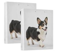 2 carpetas de anillas redondas de 1.5 pulgadas con funda de bolsillo, paquete de 1/2 carpetas universitarias para estudiantes, tapa dura, divertida celebración de cumpleaños de perro blanco y negro