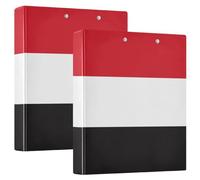 2 carpetas de anillas redondas de 1 y 1/2 pulgada con funda de bolsillo, paquete de 1/2 carpeta de suministros escolares, 200 hojas, bandera de la República de Yemen, color negro y rojo