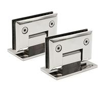 2 clips de baño de acero inoxidable de 90° resistentes, accesorios de ducha de bisagra de puerta de vidrio sin marco, gabinete de exhibición de vidrio fijo (espejo plateado brillante)