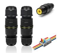2 conectores de cable impermeables de 3 pines, conector de cable subterráneo, conector impermeable IP68, manguito de conexión para cable subterráneo, diámetro de 3 - 8 mm, caja de distribución