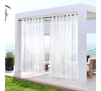 2 cortinas de exterior resistentes a la intemperie, para exteriores, cortinas con ojales, transparentes, impermeables, para cenador, porche, terraza (134 x 210 cm, blanco)