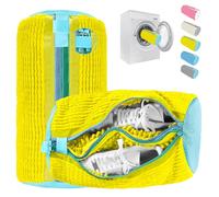 2 en 1 Bolsa Lavadora Zapatillas, Bolsa para Lavar Zapatillas en Lavadora con Doble Cremallera, Limpieza 360°, Reutilizable, Bolsas Lavadora con Cremalleras Ocultas
