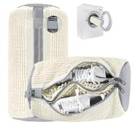 2 en 1 Bolsa Lavadora Zapatillas, Bolsa para Lavar Zapatillas en Lavadora con Doble Cremallera, Limpieza 360°, Reutilizable, Bolsas Lavadora con Cremalleras Ocultas