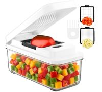 2 en 1 Cortador de Verdura, Picador de Verduras con 2 Cuchillas Intercambiables, Mandolina de Cocina Profesional, Cortador verduras para Cebollas, Patatas y Zanahorias