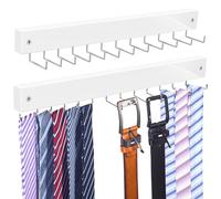 2 en 1: Paquete de 2 organizadores de Corbatas para Colgar en la Pared, Ahorro de Espacio, Colgador de cinturón para Armario con 24 Ganchos de Almacenamiento, Soporte para Corbata de cinturón para