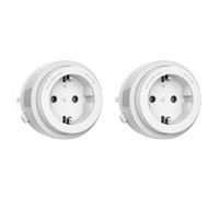 2 enchufes Schuko alemán 16 A blanco para sistema binario eléctrico | Bisel exterior ON/OFF, frontal fijo, indicador LED blanco, bloqueo con botón de desbloqueo, para rieles GONEO, patentado
