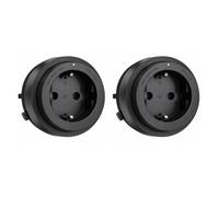 2 enchufes Schuko alemán 16 A negro para sistema binario eléctrico | Bisel exterior ON/OFF, frontal fijo, indicador LED blanco, bloqueo con botón de desbloqueo, para rieles GONEO, patentado