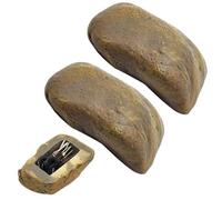 2 escondidores de llaves en el exterior, caja de llaves de piedra impermeable, resina artesanal, caja de llaves de piedra de imitación segura y creativa, adornos de jardín para llaves de jardín al