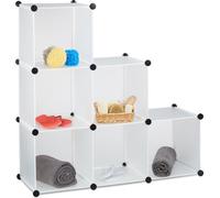 2 estanterías modulares de 6 compartimentos cada una, ideales para usar como armario o separador de ambientes, sistema de estanterías abierto, color blanco