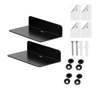 2 estantes flotantes acrílicos para pared, en forma de L, para el hogar, dormitorio, color negro, 2 unidades