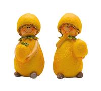 2 Figuras Decorativas Grandes, Figuras de jardín como limón, Figuras de Frutas como limón, Figuras de Verano, Figuras de limón, Figuras de limón de cerámica en Juego de 2 Unidades en Amarillo, tamaño