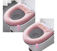 2 fundas de asiento de inodoro más gruesas con asa, suaves, gruesas, lavables, se adaptan a todos los asientos ovalados de inodoro