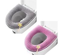 2 fundas de asiento de inodoro más gruesas y suaves para baño con asa, cojín de tapa de inodoro suave más grueso y lavable, compatible con todos los asientos de inodoro