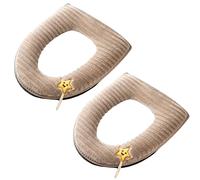 2 fundas de asiento de inodoro suaves más gruesas con asa, cojín suave y grueso, lavable, se adapta a todos los asientos de inodoro ovalados (beige)