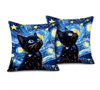 2 fundas de cojín de 45 x 45 cm, decoración de Van Gogh, para sofá, cama, coche, oficina, sillón, hogar, dormitorio, regalos para amantes de los gatos, mujeres
