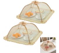 2 fundas plegables de malla para alimentos, protección para exteriores, cocina, jardín, fiestas, barbacoas, evitar moscas y insectos, 42 x 42 cm
