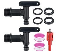 2 grifos de descarga para barriles de lluvia, Grifo para Bidon de Agua De Plástico de 3/4 Pulgada, Grifo de Plástico para Cubo de Lluvia, Adaptador de Grifo de Jardín para La Industria del Jardín
