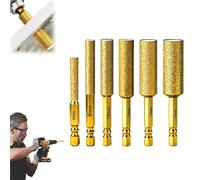 2 in 1 Diamond Hole Saw Drill Bit Set with Hex Shank, Brazed Dry Drilling Hole Opener Kit for Tile Glass Marble Granite Ceramic Stone Metal (6/8/10/12/14/16mm)