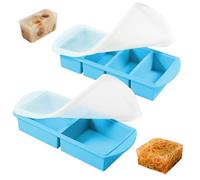 2 in 1 Molde Silicona Congelador & Souper Cubes, Meal prep Containers | Bandeja Extragrande Para Cubitos de Hielo Para Sopa, Caldo, Salsa, Mantequilla, (4 x 250 Ml, 2 x 500 Ml, Azul)
