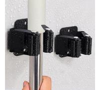2 juegos de clips de almacenamiento para escobas y fregonas montados en la pared con tornillos, estantes de baño montados para cocina, 4,5 * 5 * 4 cm, negro