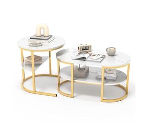 2 juegos, mesa de centro con estructura de hierro, mesa con apariencia de mármol, mesa de centro, mesa de sofá, mesa de sala de estar, moderna