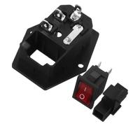 2 Juegos Panel de Enchufes y Luz Roja, 15a, 4 Pines | Fusible Integrado, Montaje en Panel, Aleación de Zinc y ABS, Negro, para Equipos y Armarios Electrónicos