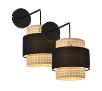 2 lámparas de pared southampton 1xe14 metal-plástico 36x30x18 cm - negro y beige [lux.pro]
