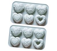 2 lotes de silicona de grado alimenticio con forma de corazón, 6 agujeros, moldes de caramelo de San Valentín para resinas de caramelo y hacer siliconas, chocolate, galletas, magdalenas, herramienta