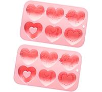 2 lotes de silicona de grado alimenticio con forma de corazón, 6 agujeros, moldes de caramelo de San Valentín para resinas de caramelo y hacer siliconas, chocolate, galletas, magdalenas, herramienta
