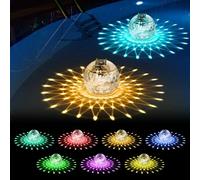 2 luces flotantes solares para piscina, 11 cm, luces solares para piscina, iluminación solar para estanque con iluminación RGB que cambia de color para piscina, fuentes