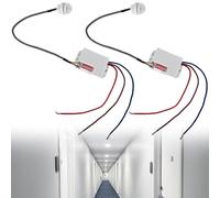 2 Mini detectores de Movimiento Infrarrojos, Alcance de 2-8 m/120°/360°, Sensor de Movimiento PIR Empotrado IP20 220 V, Sensor con Sensor de anochecer a Amanecer, Tiempo de iluminación Ajustable