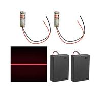 2 Módulos Láser Rojo Focalizables con Enfoque Ajustable 3-5 V 650 nm con Lentes de Plástico + Soporte de Batería AA, Para Corrección y Alineación de Edificios