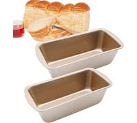 2 moldes de acero inoxidable para panadería, 19 x 9 x 5 cm, forma de caja pequeña, molde para tartas, molde rectangular para pan, pan con revestimiento antiadherente, moldes para hornear para horno,