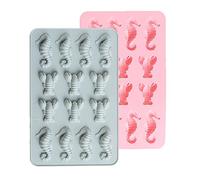 2 Moldes De Silicona Para Caramelos De Caballito De Mar Y Langosta, Moldes De Silicona Antiadherentes Para Chocolate, Bandeja De Silicona Para Cubitos De Hielo Para Fondant, Joyería