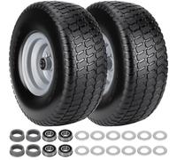 2 neumáticos de 15 x 6,00 a 6 pulgadas a prueba de pinchazos, 15 x 6 a 6 NHS con buje centrado de 7,6 cm para tractor de césped John Deere/Husqvarna/Craftsman, tractor cortacésped de 3/4 pulgadas y 5